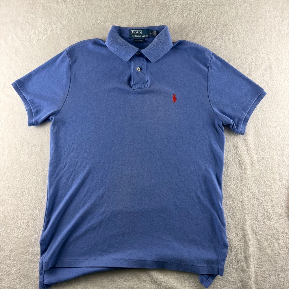 Polo Ralph Lauren Vintage Polo Shirt Custom Fit Blue Mens Size Small Preppy